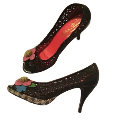 Poetic Licence London Prickly Pear Peep Toe Heels Black Floral US 10M EUR 41 - Image 1 of 4