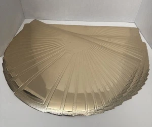 9 Vtg 80s  Art Deco Vinyl Metallic Gold Dinner Placemats Fan Sea Shell Sun Glam - Picture 1 of 8