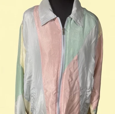 Chaqueta cortavientos Blair vintage colorblock 100 % seda Foto 1 de 4