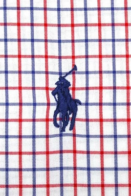POLO RALPH LAUREN REGULAR FIT 100% COTTON SHIRT WHITE, NAVY & RED LARGE, L - Image 1 of 4