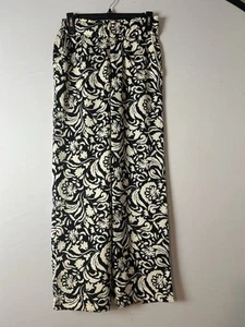 Philosophy Women's Wide Legs Black Ivory Floral  Print Pants Elastic Waist Sz XS - Picture 1 of 11