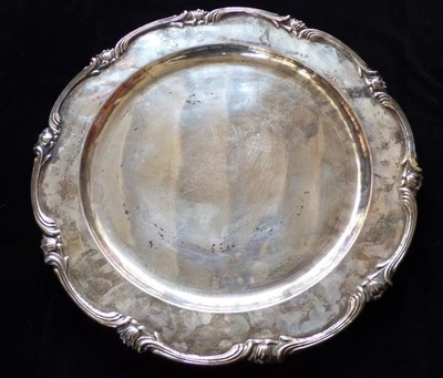 Bandeja redonda de prata esterlina por Camusso "Water Lily" Peru - CERCA DE 1,6 LB - Imagem 1 de 4