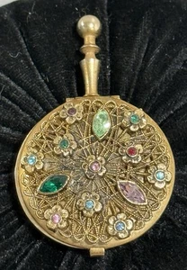 Posacenere borsa vintage tono oro reticolo floreale multicolore strass tasca - Foto 1 di 7