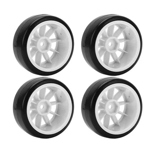 Black 4 Pcs RC Drift Tire Wheels Rubber Plastic Hard Tires For Car 12mm He DW - Picture 1 of 12