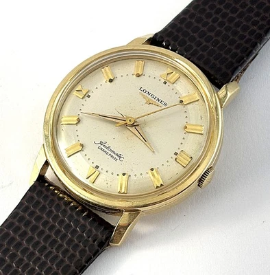 Vintage Longines Grand Prize Automatic Solid 14K Gold Mens Watch  20J 19AS 1950s - image 1 of 4