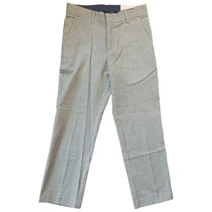 NEW Izod Blue White Stripe Seersucker Pants Flat Front 100% Cotton Boy's Size 8 - Picture 1 of 7