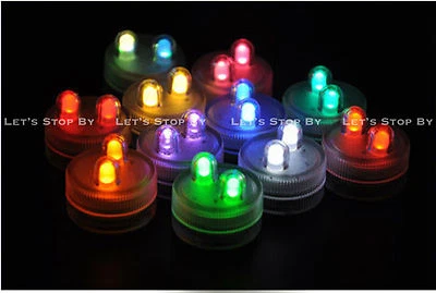 10 RGB SUPER Bright Dual LED Tea Light Submersible Floralyte Party Wedding - Image 1 of 2