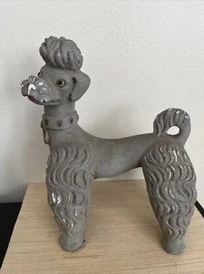 Estatuilla de canich de cerámica gris vintage de 8"" de alto - Imagen 1 de 4