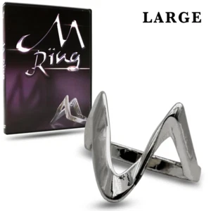 Anillo M Magic Trick plateado tamaño grande 10 + DVD Ultimate Hold Out dispositivo desaparecido - Imagen 1 de 1