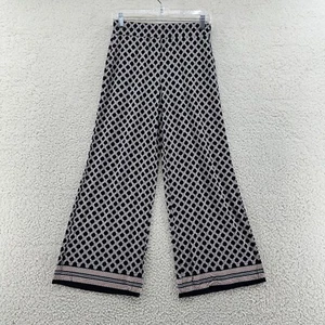 Max Studio S Dot Print Black Elastic Waist Stretch Silky Pants Flare Y2K - Picture 1 of 9