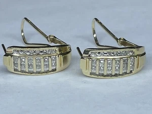 Pendientes de diamantes de oro amarillo liso 10K ZEI diseñador 1,50 CWT espalda omega - Imagen 1 de 10