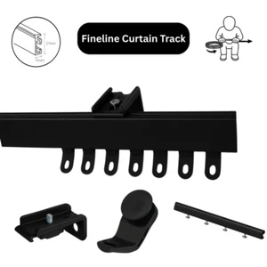 Fineline Bendable Black Aluminium Curtain Track Rail for Straight & Bay Windows - Picture 1 of 25