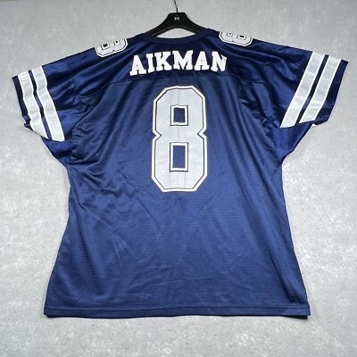 Camiseta De Colección Para Hombres XXL Azul Troy Aikman #8 Dallas Cowboys Campeón Jersey Foto 1 de 4