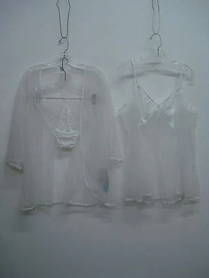 USA Made Nancy King Lingerie 3 Piece Baby Doll Pajama Size 2X White #929Q - Image 1 of 3