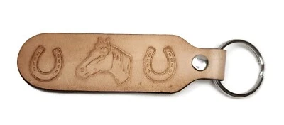 Llavero Largo Cuero CABALLO y HERRADURA Hecho a Mano Foto 1 de 2