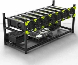 8 GPU Stackable Open Air Mining Case Computer Frame Rig Bracket New - Picture 1 of 10