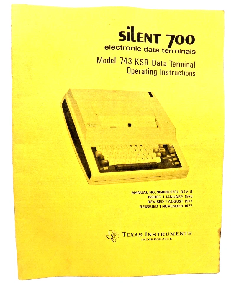 1976– Texas Instruments (TI) Silent 700 Data Terminals – Model 743 KSR - Image 1 of 4