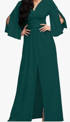 Maxi Vestido Formal Koh Verde Esmeralda Manga Dividida Talla X-Pequeño Nuevo con Etiquetas Foto 1 de 4