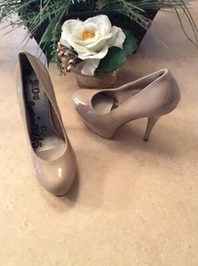 New Brash Women's Tan Beige Patent Platform Stiletto Heels Pumps Size 6 - Picture 1 of 8