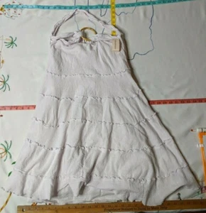 Petite mittleres Damenkleid Scheune Baumwolle Rüschenkleid - rosa weiß - Bild 1 von 8