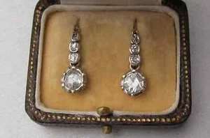 Art Deco Style Round Cut Lab Created Diamond Wedding Earring 14K White Gold FN - Picture 1 of 11