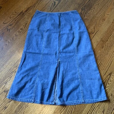 Maxi falda vaquera larga vintage Susan Bristol línea A abertura frontal talla 14 Foto 1 de 4