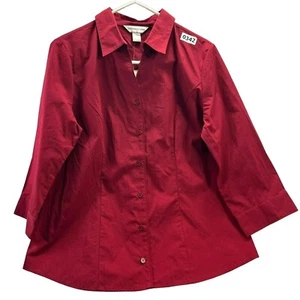 CHRISTOPHER & BANKS, Women DRESS SHIRT, 3/4 LONG sleeve, COLOR RED, SIZE M - Picture 1 of 18