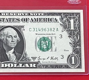 1969D $1 DOLLAR BILL ( PHILADELPHIA C ) BLOCK C-A UNCIRCULATED - Picture 1 of 3