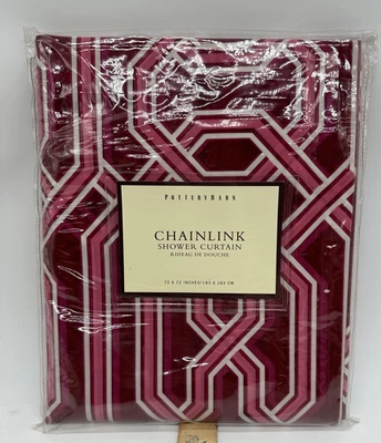 Pottery Barn Chainlink Shower Curtain Pink 72x72 PVC Vinyl NEW - Image 1 of 4