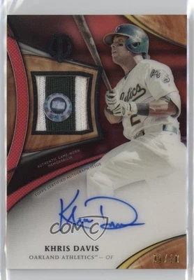 2018 Topps Tribute Auto Patch Red /10 Khris Davis #TAP-KD Patch Auto - Image 1 of 2