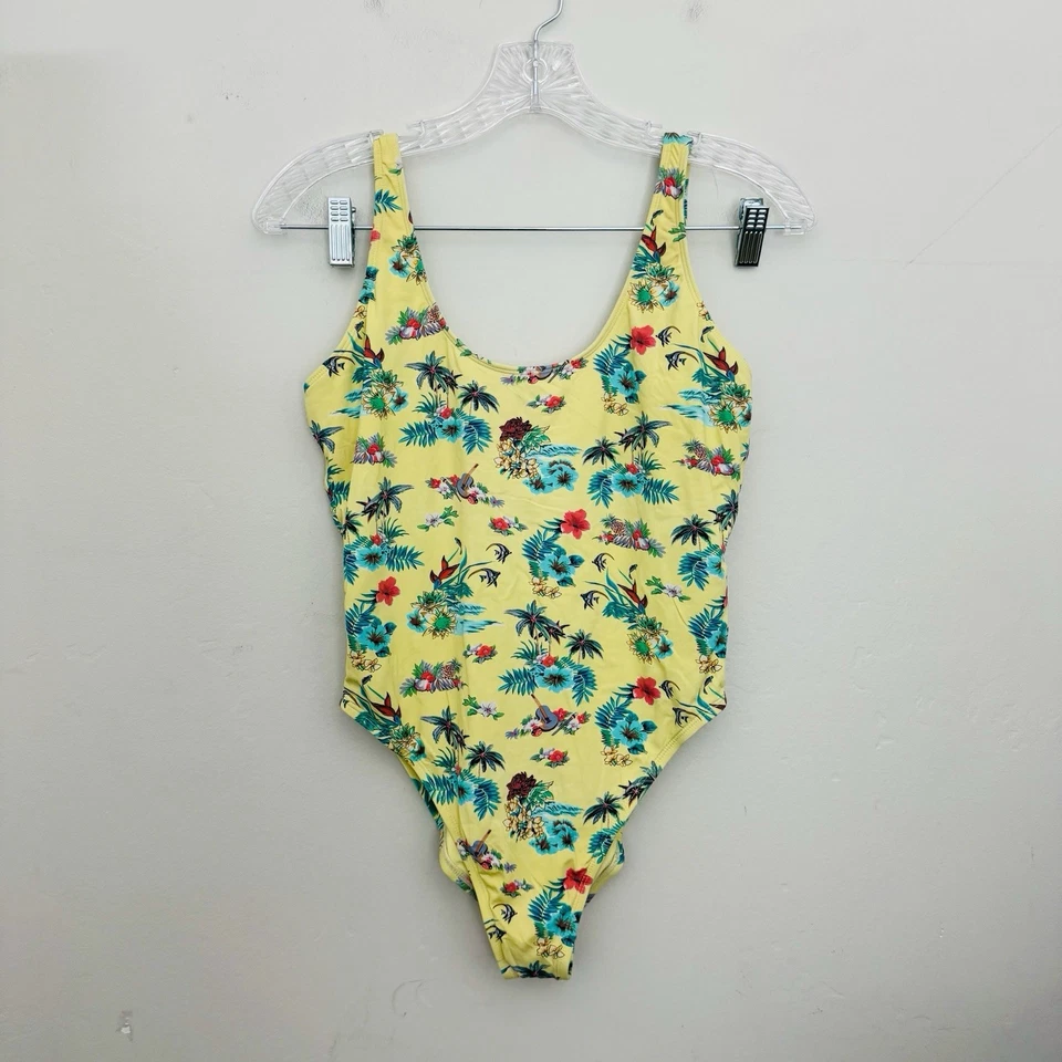 Hobie V Neck Yellow Tropical One Piece Swim Suit Women’s Size M - Image 1 of 4