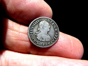 Carolus IIII 1797 F.M.  1/2 Echt Silber Münze Umlauf USA Kolonialzeit K1 - Bild 1 von 2