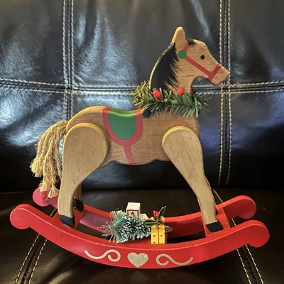 Decoración/juguete de caballo mecedor NAVIDAD VINTAGE - HECHO en Taiwán - ¡Calidad toda madera! Foto 1 de 4