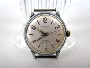 Vintage Westclox Gold Tone 17 Jewels Waterproof Mens Wrist Watch Parts Repair - Picture 1 of 15
