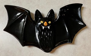 Halloween VAMPIRE BAT Shaped Large 17-1/8” Ceramic Serving Tray Platter - Picture 1 of 3