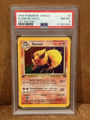 1999 POKEMON JUNGLE 1ST EDITION #3 FLAREON - HOLO PSA 8 - Image 1 of 3
