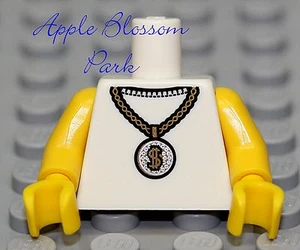 NEW Lego Male Rapper WHITE MINIFIG TORSO w/Dollar Coin Money Boy Necklace Chain - Picture 1 of 1