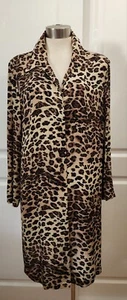 Pure Silk Size 16 Leopard Shirt Dress Tunic By Jaeger Stunning - Picture 1 of 12