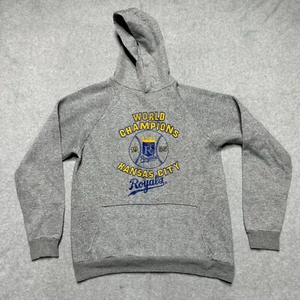 Vintage Kansas City Royals Hoodie Mens Small Gray 1985 World Champions Pullover - Picture 1 of 7