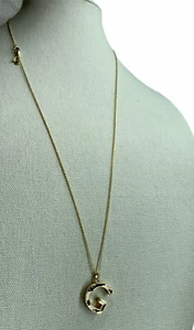 Ann Taylor goldfarbene Kette mit Zebra gestreift G Buchstabe Initiale Anhänger Halskette - Bild 1 von 9