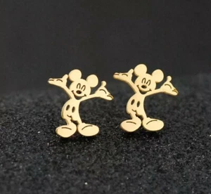 Disney Mickey Mouse Gold Plated Stud Earrings comes in clear gift box 939 - Picture 1 of 3