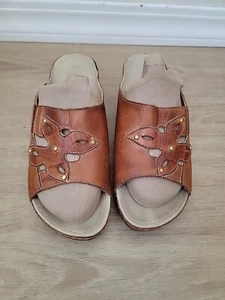 Spring Step Ankita Leather Slide Wedge US 9.5 Sandals Shoes Butterfly - Picture 1 of 14