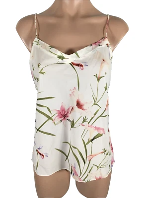 Ted Baker Floral Stargazer Lillies Scalloped Cami Camisole Tank Top sz L - Image 1 of 4