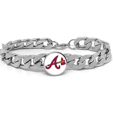 Atlanta Braves Stainless Wide Womens Mens Link Chain Bracelet Baseball Gift D4 Cover