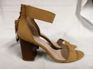 New Look - hellbraune 3,5" Blockabsatz, offene Zehenpartie Sandalen mit Knöchelriemen Gr. UK 7 - Bild 1 von 6