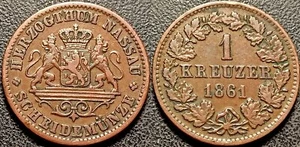 Alemania - Nassau - Adolfo - 1 Kreuzer 1861 ! KM#74 - Picture 1 of 1