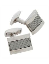 Tateossian Silver Colour Carbon Fibre Cufflinks - Brand New In Box