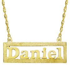 14k Yellow Gold Personalized Name Plate Necklace - Style 6