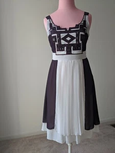 Vestido Vaina Lulu Mari 100 % Seda Talla: S Marrón y Blanco - Imagen 1 de 10