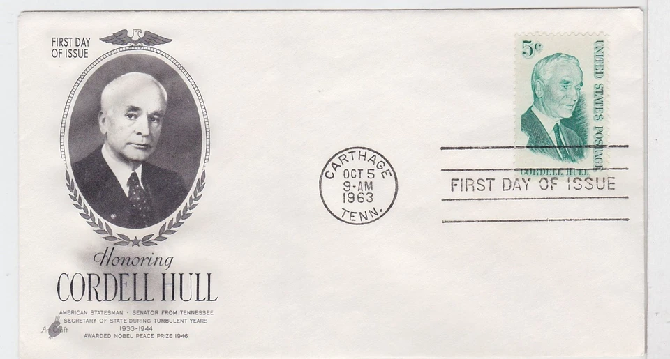 TurtlesTradingPost- Cordell Hull  #1235 1963- FDC Artcraft Cachet - Image 1 of 1